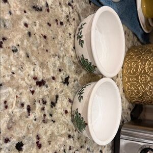 Spode Christmas Tree White Bowls with Green and Red Design